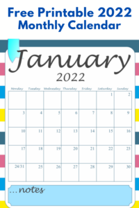 2022 MONTHLY CALENDAR PRINTABLE FREE MONTHLY CALENDAR