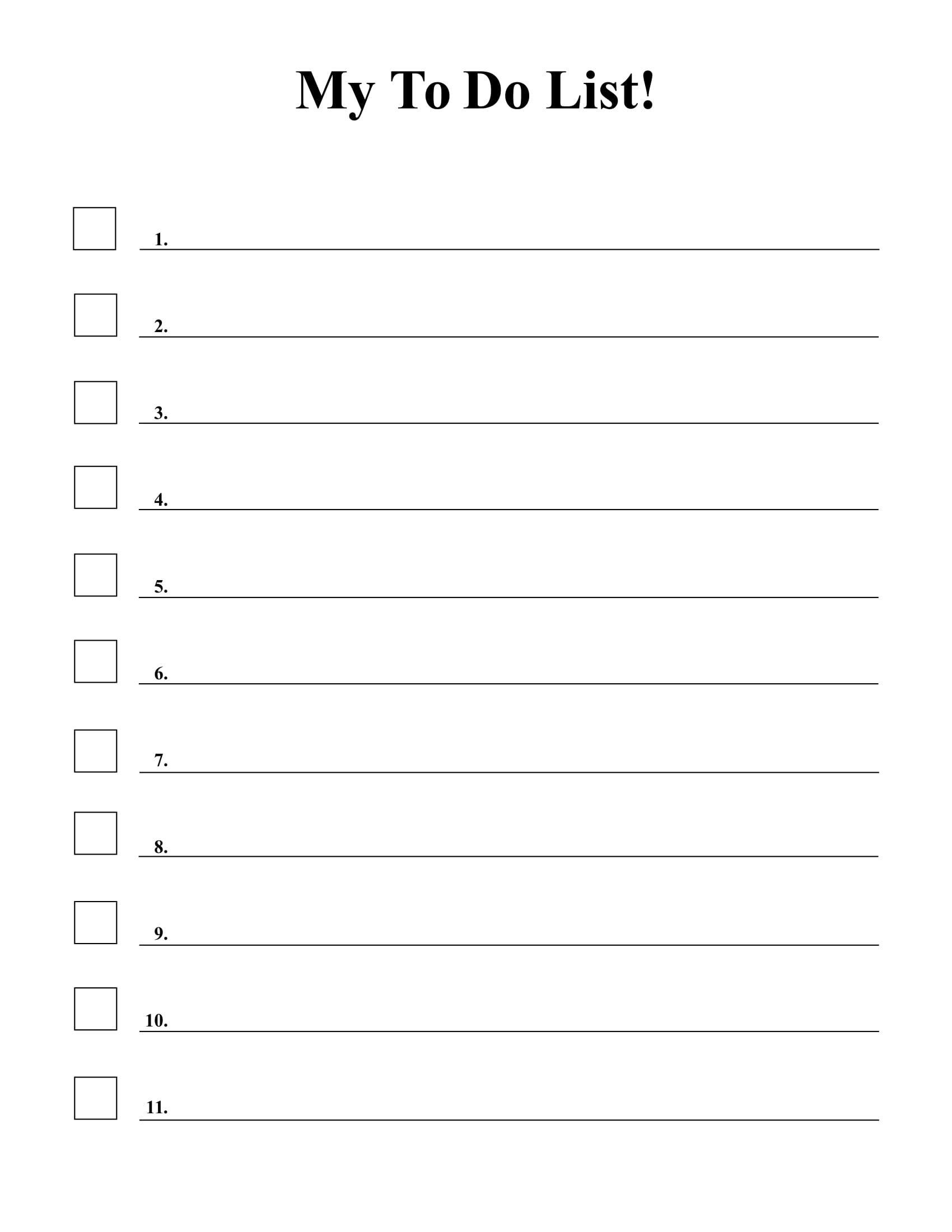 Personal To Do List Template