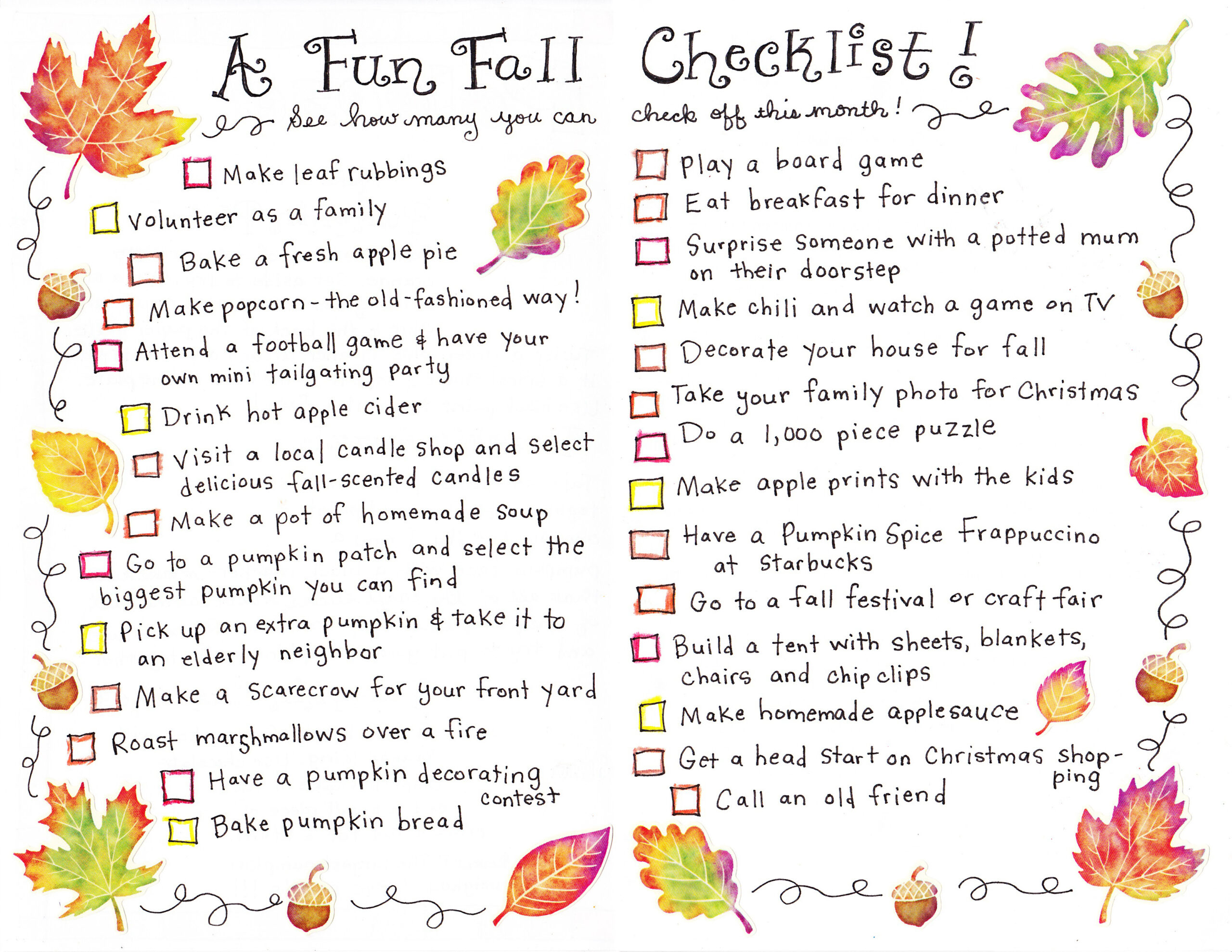 A Fall Checklist FREE Printable Happy Home Fairy