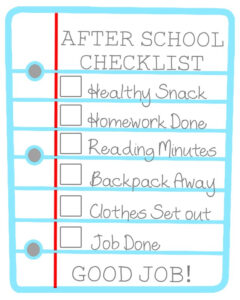 After School Checklist For Kids Free Printable