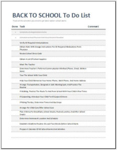 BACK TO SCHOOL To Do List Template For Excel Word Excel Templates