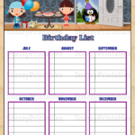 Birthday List Printable Instant Download PDF Snazzy Printables