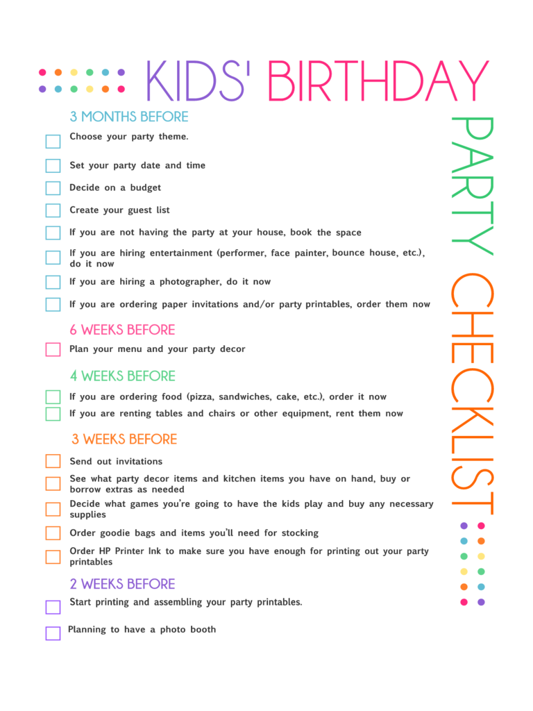 Birthday Party Checklist Template 3 Free Templates In PDF Word 