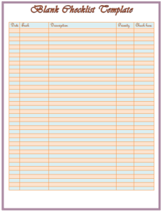 Blank Checklist Template A Simple Checklist