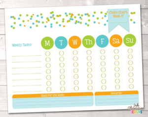Boys Printable Chore Chart Weeky To Do List For Kids With Blue Etsy