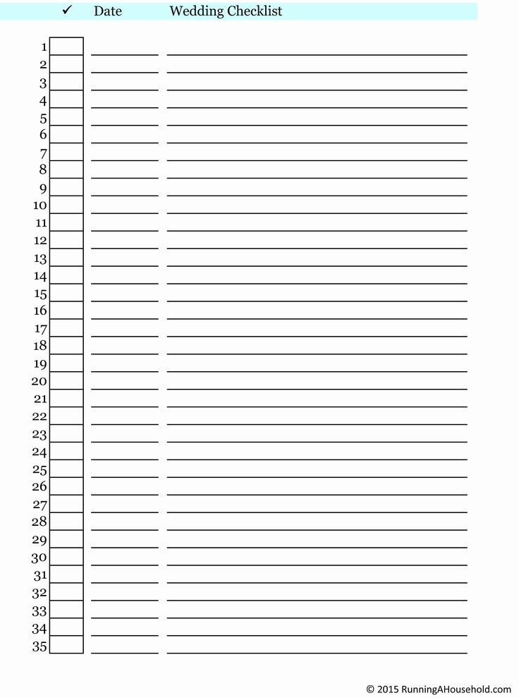 Check Off List Template Unique Blank Printable Wedding Checklist 