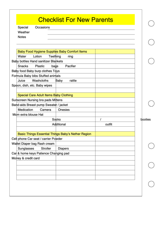 Checklist Template For New Parents Right Printable Pdf Download
