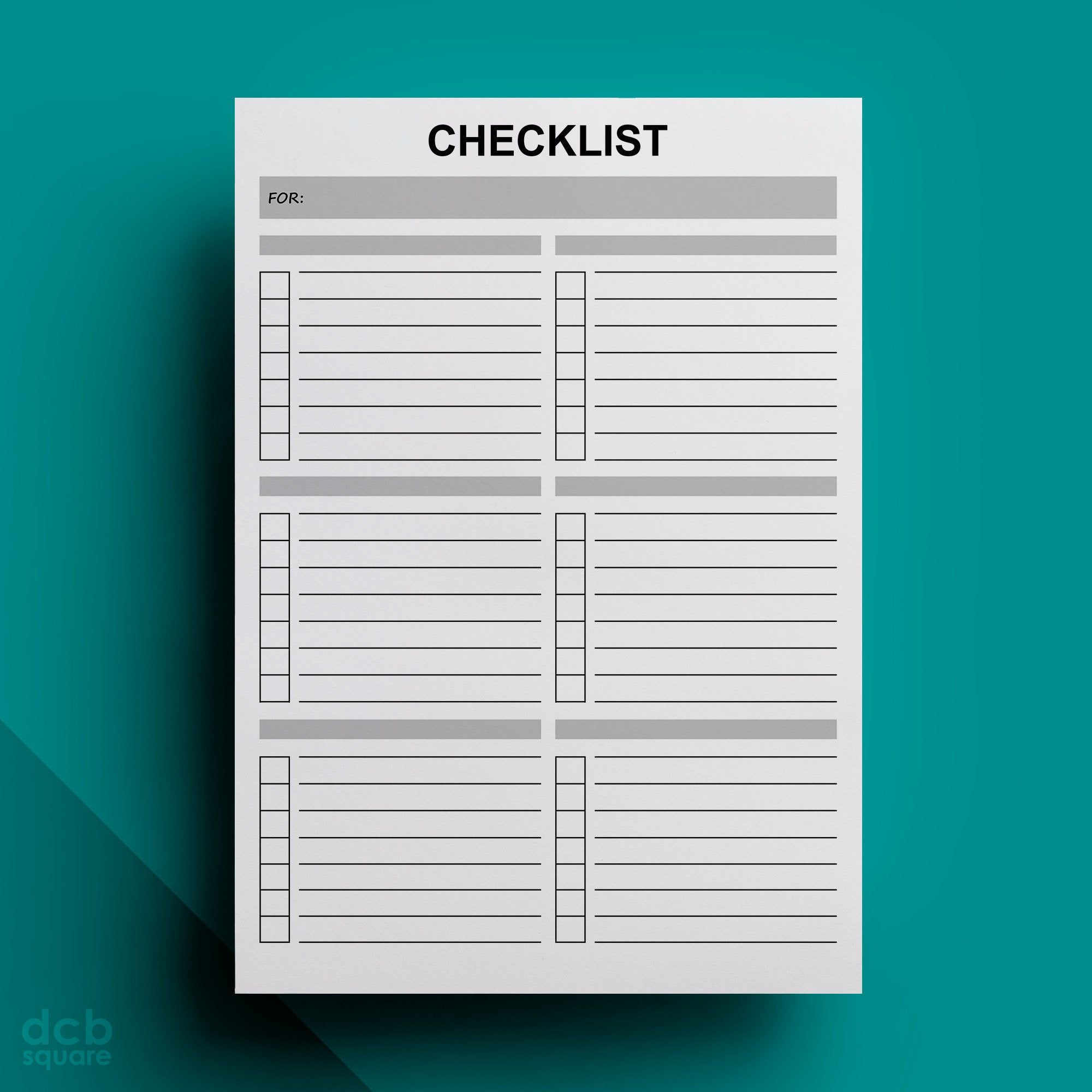 Checklist With Two Columns And Sections Editable Printable Checklist 