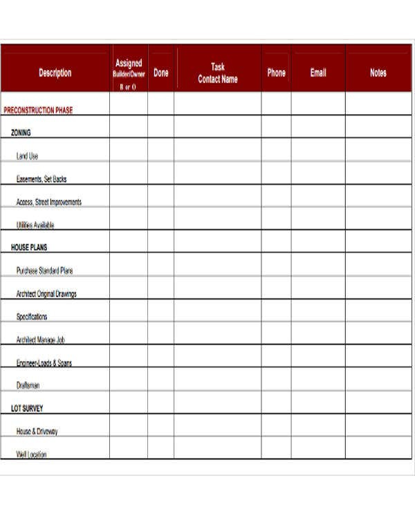 Construction To Do List Templates 7 Free Word PDF Format Download 