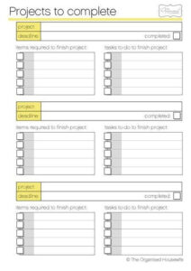 Craft Project To Do List At Home Organization Idea Project Planner