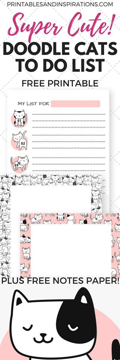 Cute Free Printable To Do List Doodle Cats Printables And 