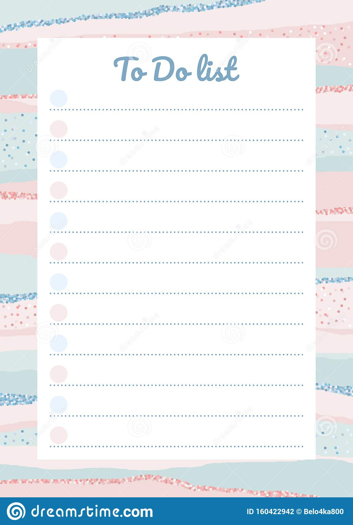Cute To Do List Template With Notes And Round Checkbox On Striped 