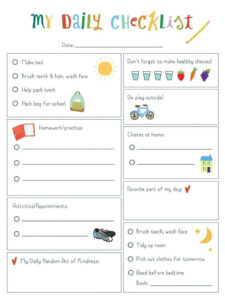 Daily Checklist For Kids Notepad Shop Annie Taylor Design Kids