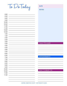 Daily Hourly Time Log Time Management To Do List Planner Sheet Etsy