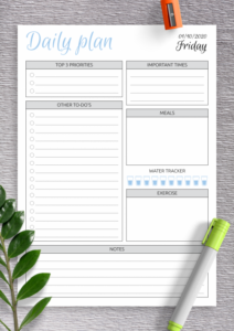 Daily Planner Templates Printable Download PDF