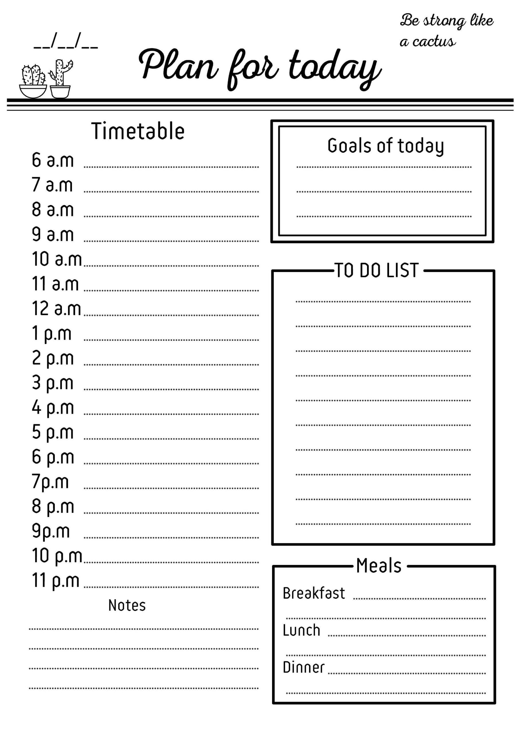 Daily Schedule Printable Daily Checklist Hourly Checklist Etsy 
