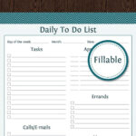 Daily To Do List Fillable Plan Your Day Printable Daily