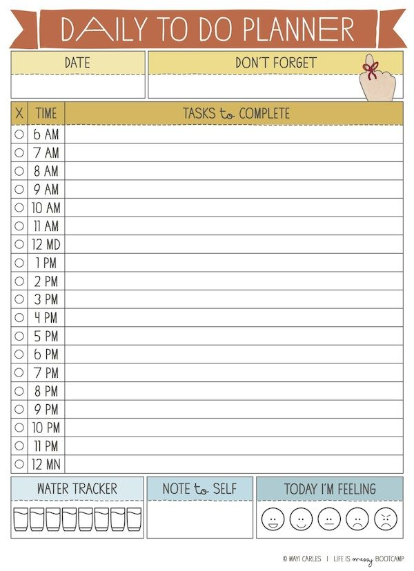 Daily To Do Planner 12 Hours Hourly Planner Planner Printables 