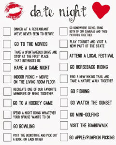 Date Night Ideas Checklist Free Printable Living La Vida Holoka