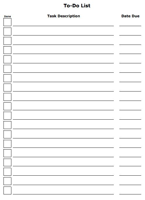 Dead Simple To Do List Template Checklist Template List Template 