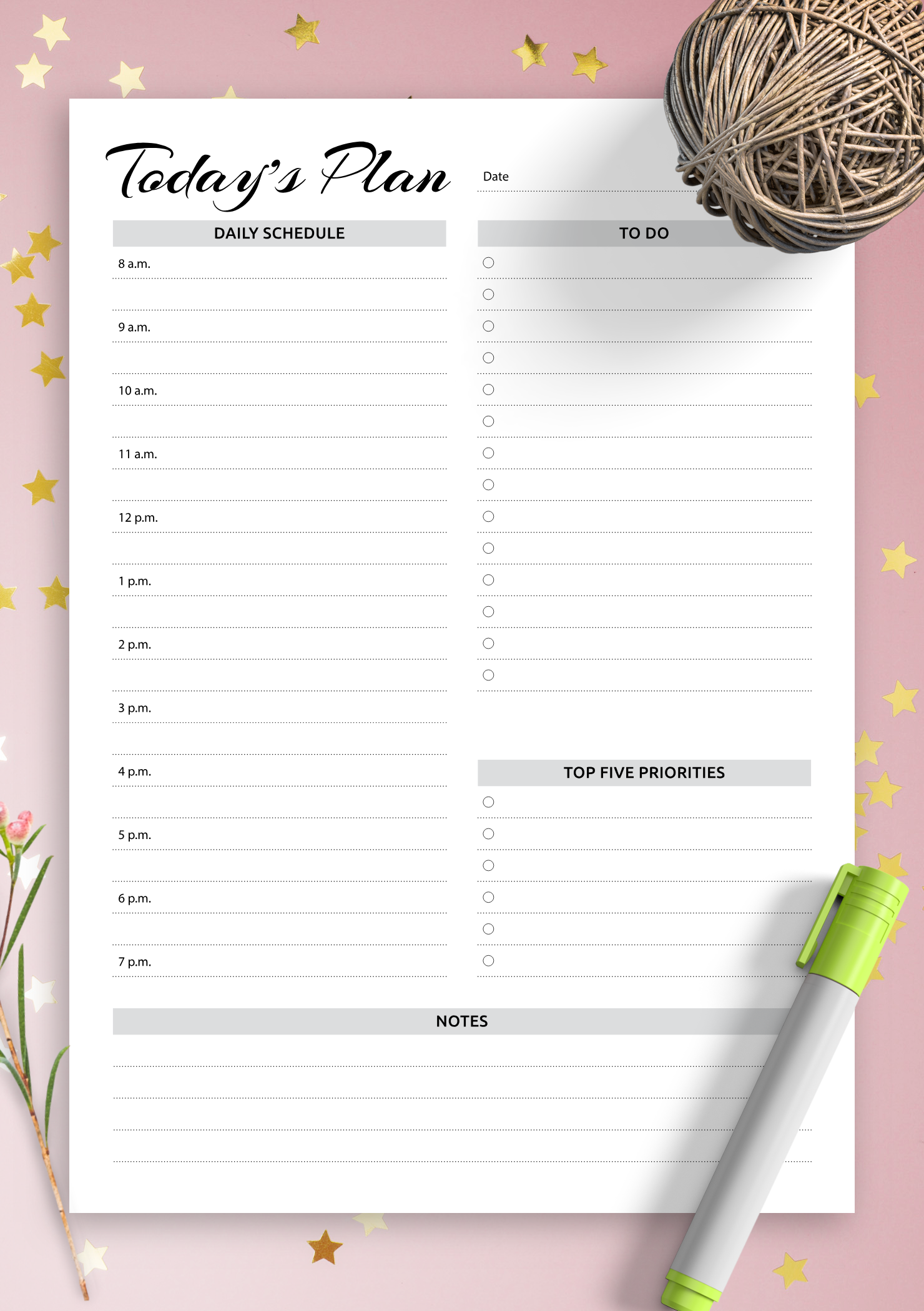 Daily To Do List Printable With Times