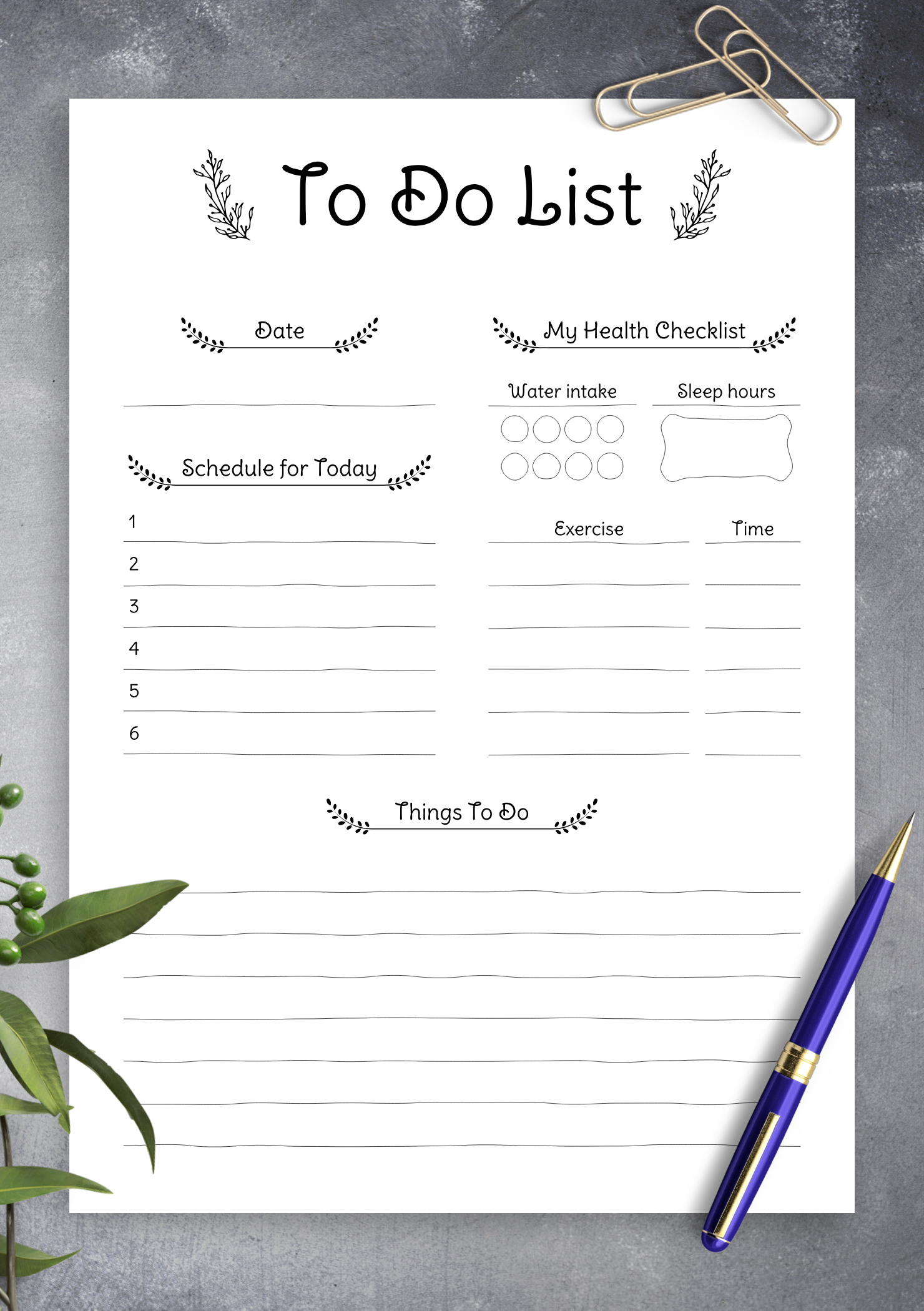 Daily Things To Do List Printable