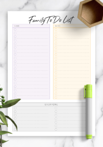 Download Printable Family To Do List For Two Persons PDF