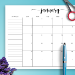 Download Printable Monthly Calendar With To Do List PDF