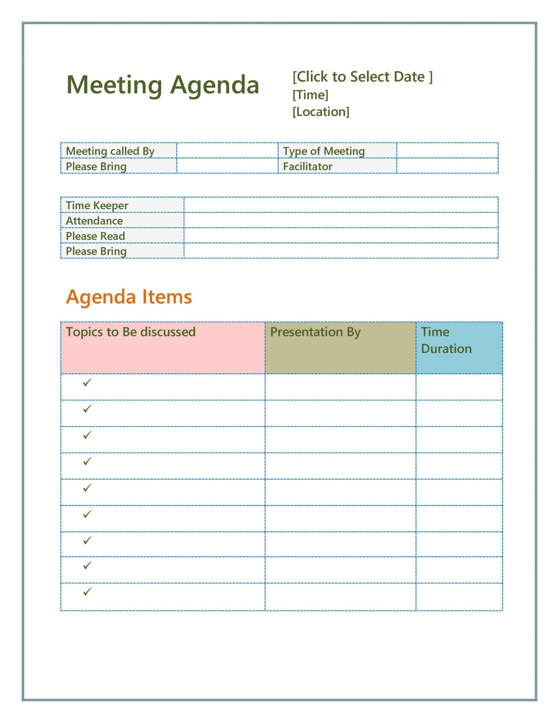 Editable 46 Effective Meeting Agenda Templates Templatelab Template 
