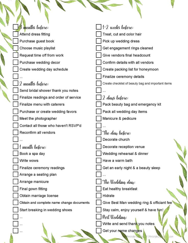 Editable Printable Wedding Checklist Wedding Checklist Printable 