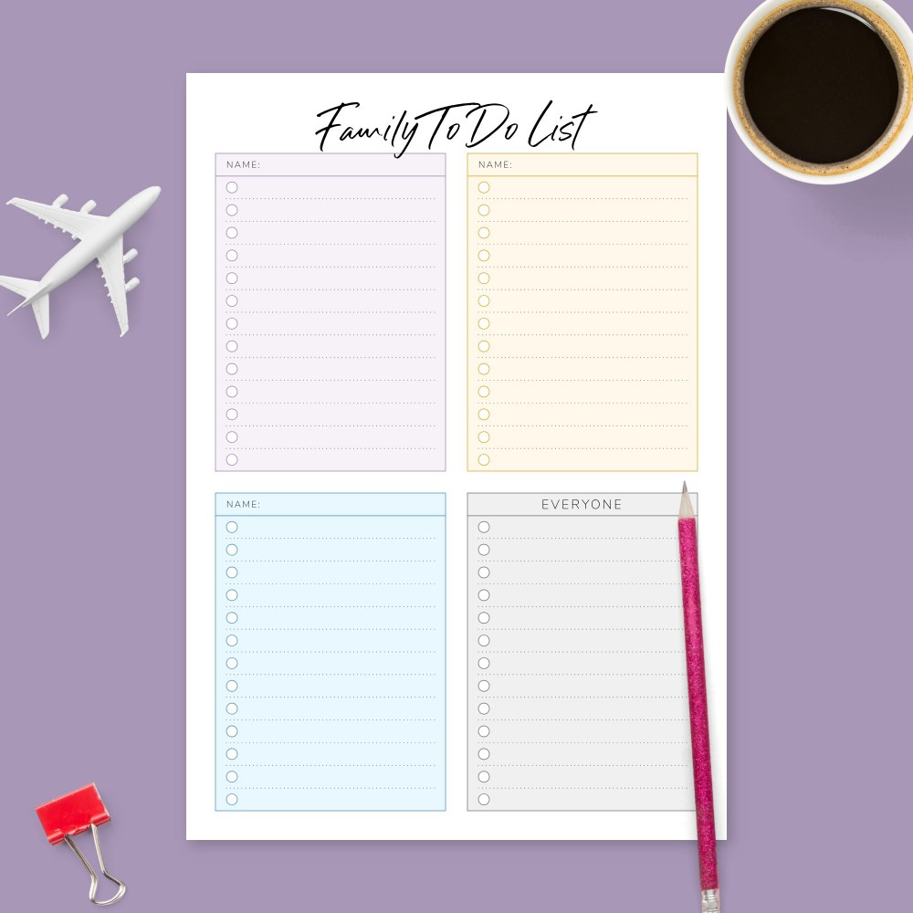 Family Household Rules To Do List Template Printable PDF