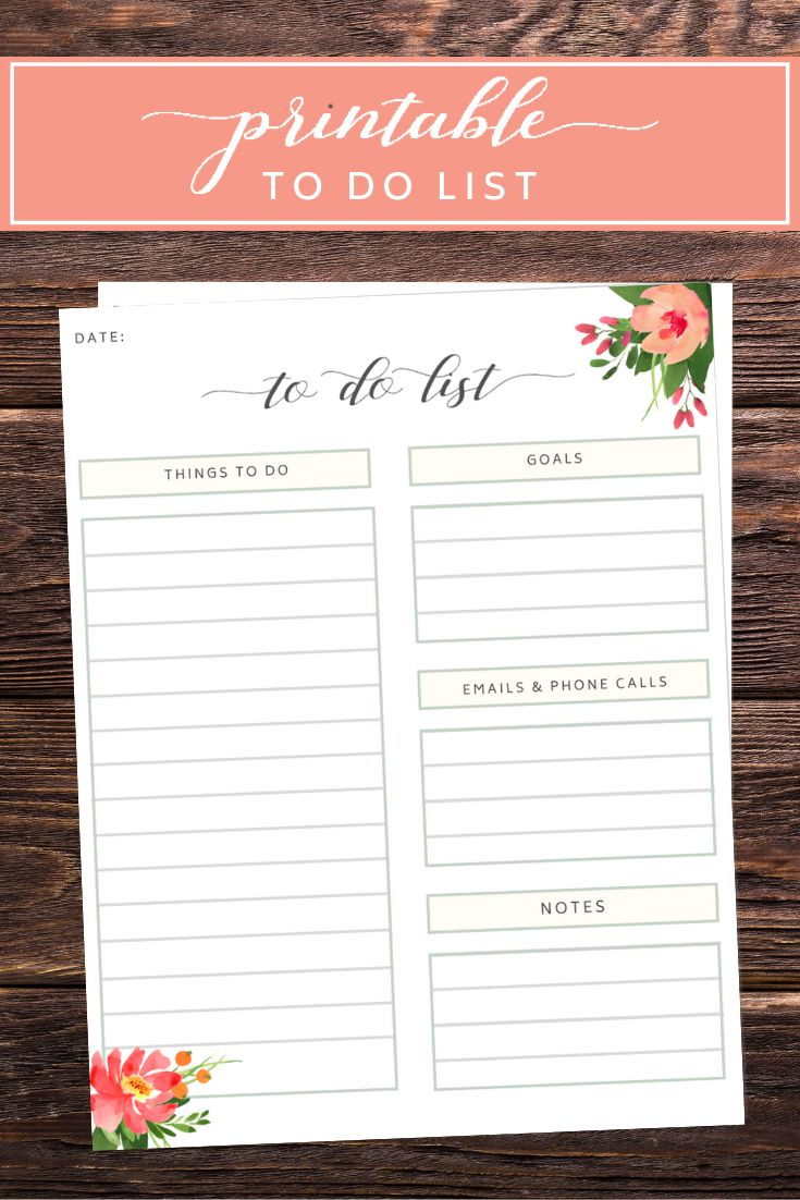 Floral To Do List Printable Printable To Do List PDF Daily Etsy To 