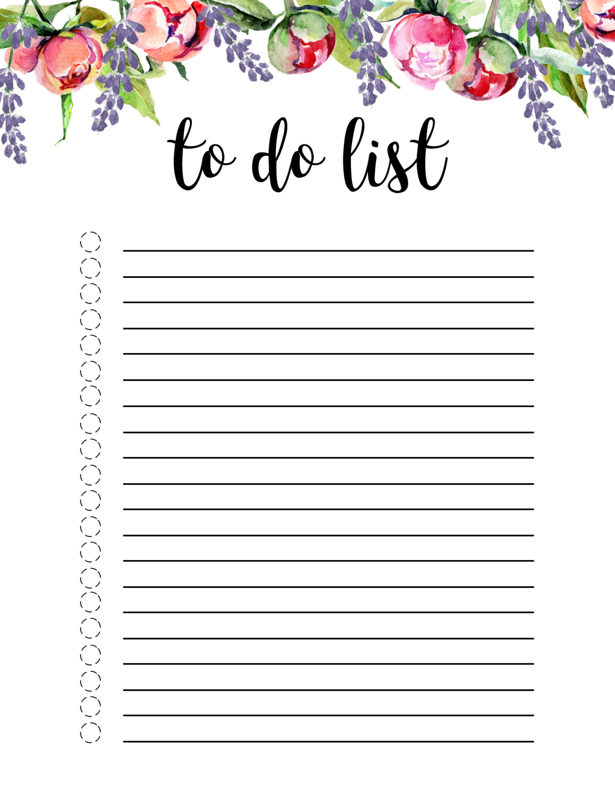 Floral To Do List Printable Template Paper Trail Design