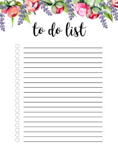 Floral To Do List Printable Template Paper Trail Design