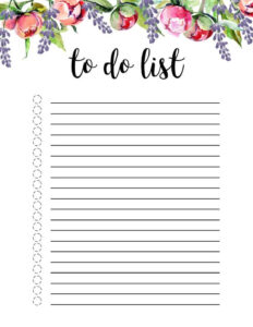Floral To Do List Printable Template Paper Trail Design To Do Lists