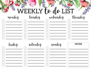 Floral Weekly To Do List Printable Checklist Template Paper Trail