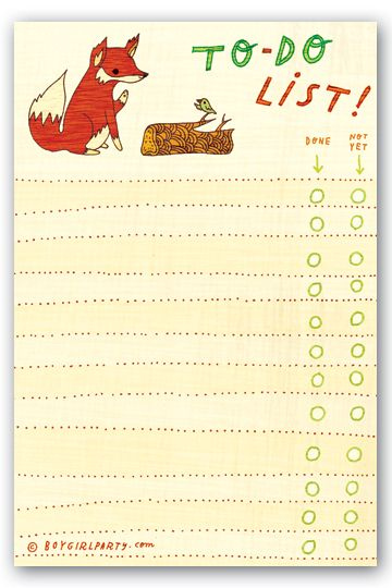 Fox And Bird To do List Notepad To Do List List Notepad Weekly 