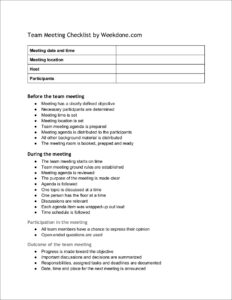 FREE 11 Team Meeting Checklist Examples In PDF Google Docs Pages