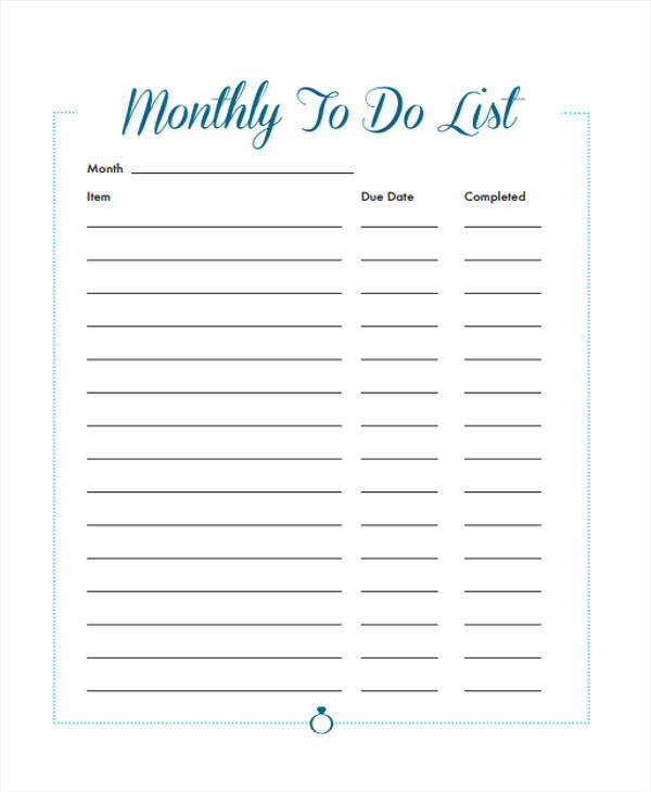 Monthly To Do List Printable