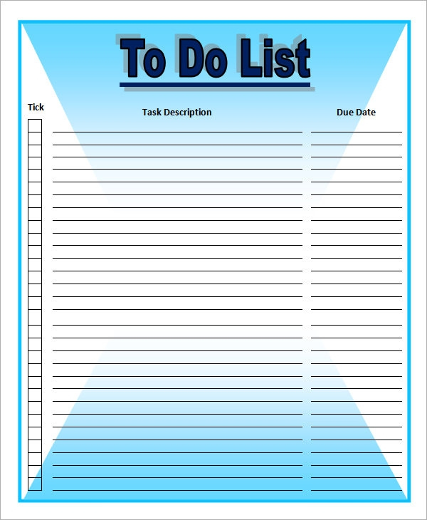 To Do List Templates Free