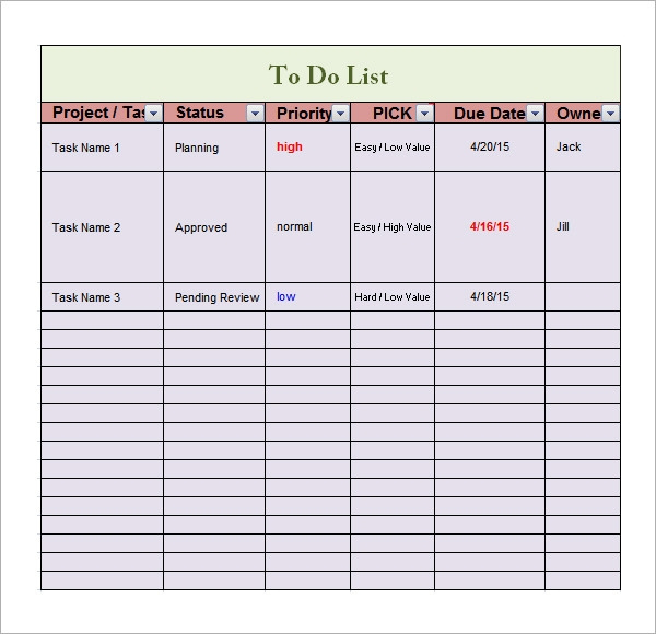 FREE 16 Sample To Do List Templates In MS Word Excel PDF