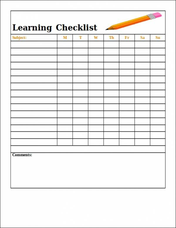 FREE 21 Student Checklist Samples Templates In MS Word PDF 