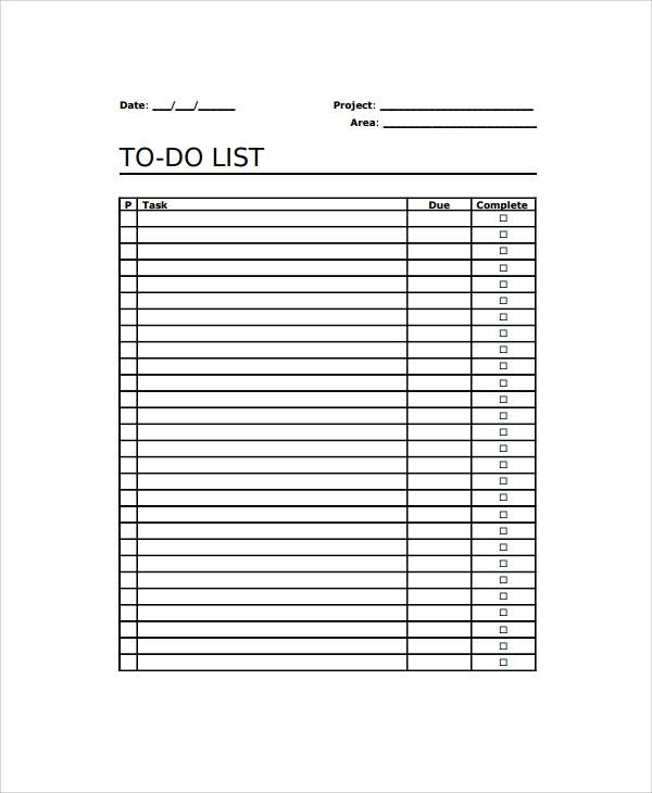 FREE 6 Sample Project To Do List Templates In PDF