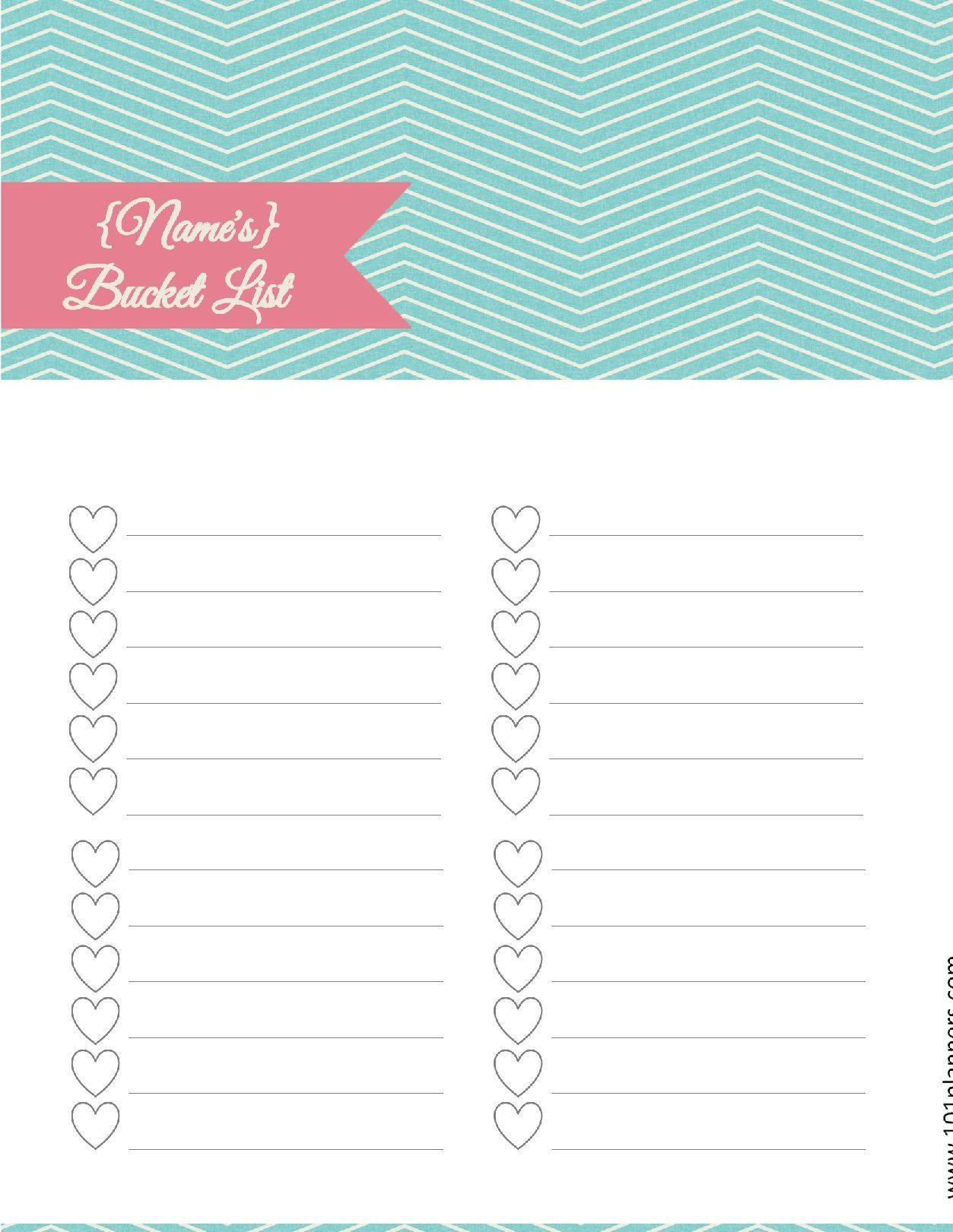 Free Bucket List Printable Customize Online Print At Home List 