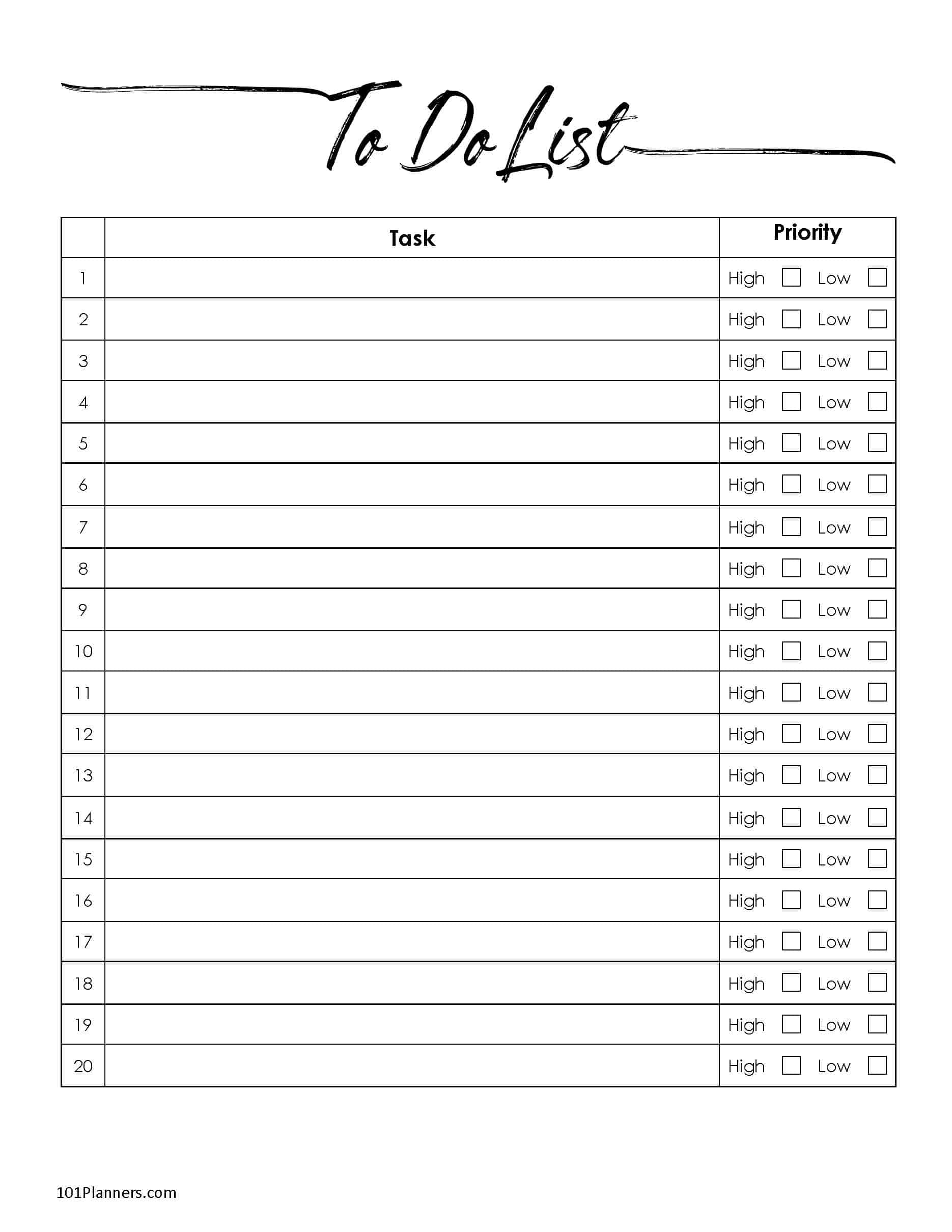 Editable Checklist