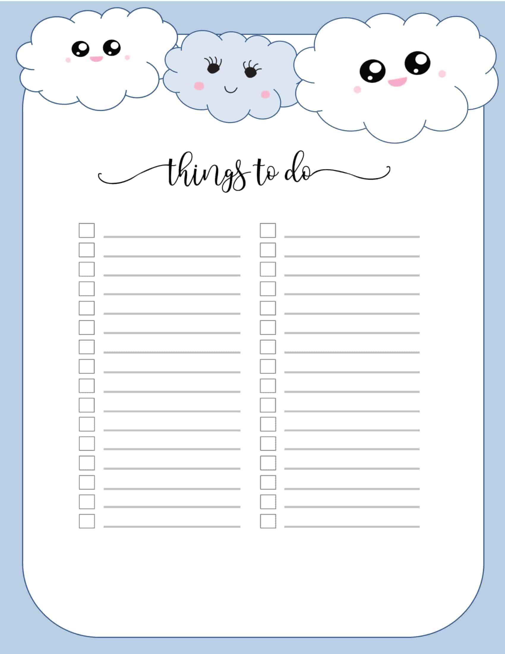 Cute Things To Do List Printable