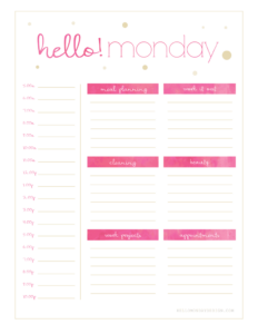 Free Hello Monday Sunday Weekly Planner Printables Planner