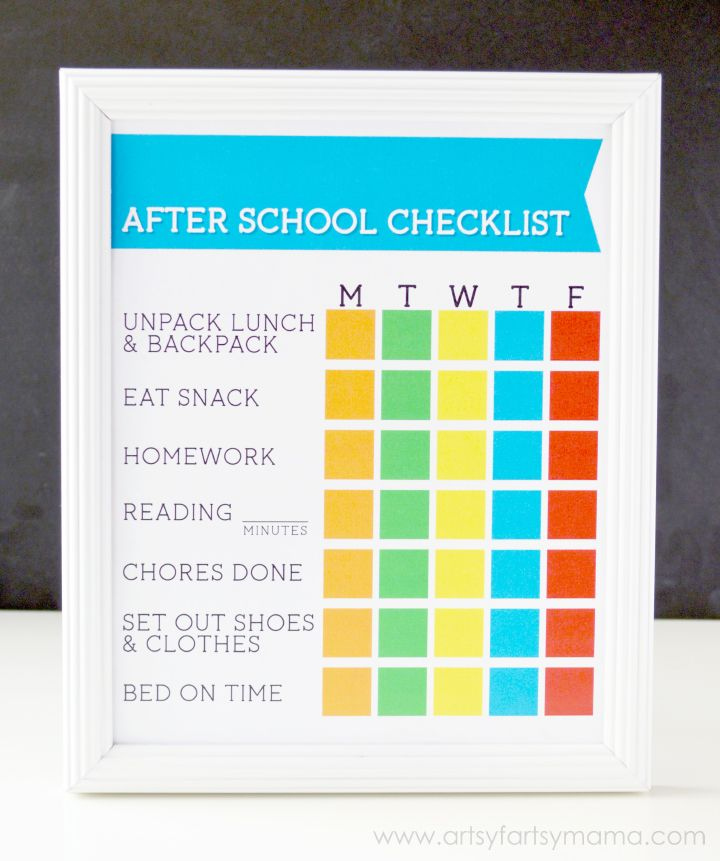 Free Printable After School Checklist After School Checklist School 