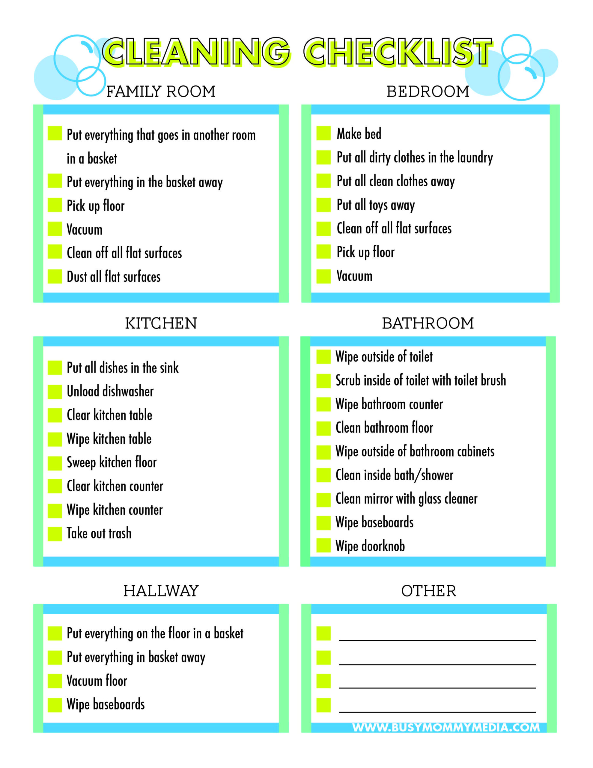 Free Printable Cleaning Checklist For Kids Cleaning Checklist 