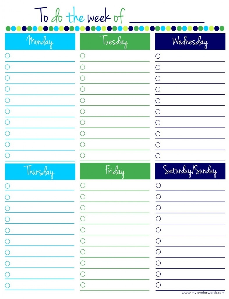 Free Printable Daily To Do Checklist Monday Through Friday Calendar 
